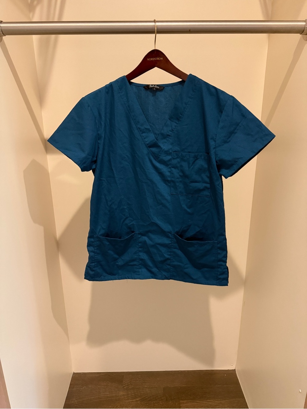 Just Love Women's Teal V-Neck Short Sleeve Scrub Top and Pants Set Sz S